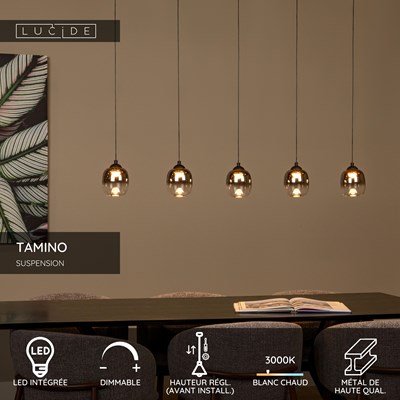 Lucide TAMINO - Suspension - LED Dim. - 5x5,6W 3000K - Noir